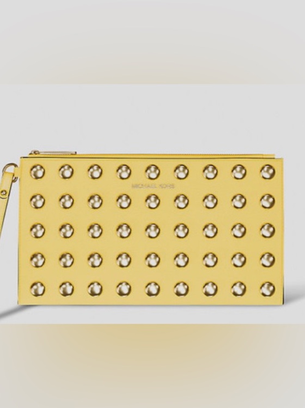 NWT Michael Kors, Medium, Daisy Yellow Jet SetPebble Leather Studded Wristlet